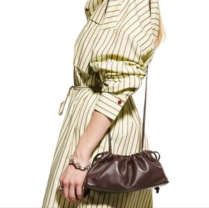NWT Studio Amelia Mini Ruched Calf Leather Drawstring Crossbody/ Shoulder Bag